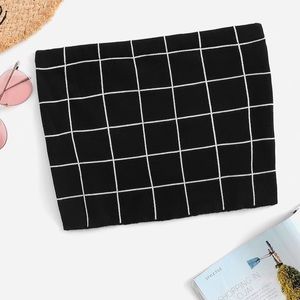 Black and white grid pattern tube top